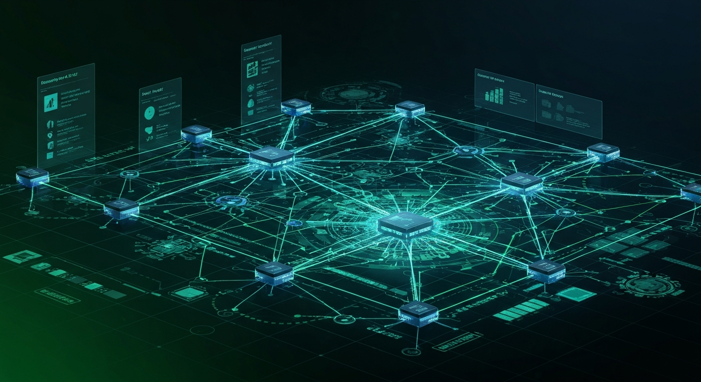 Enterprise AI agent context window management with MCP servers — neural network architecture visualization